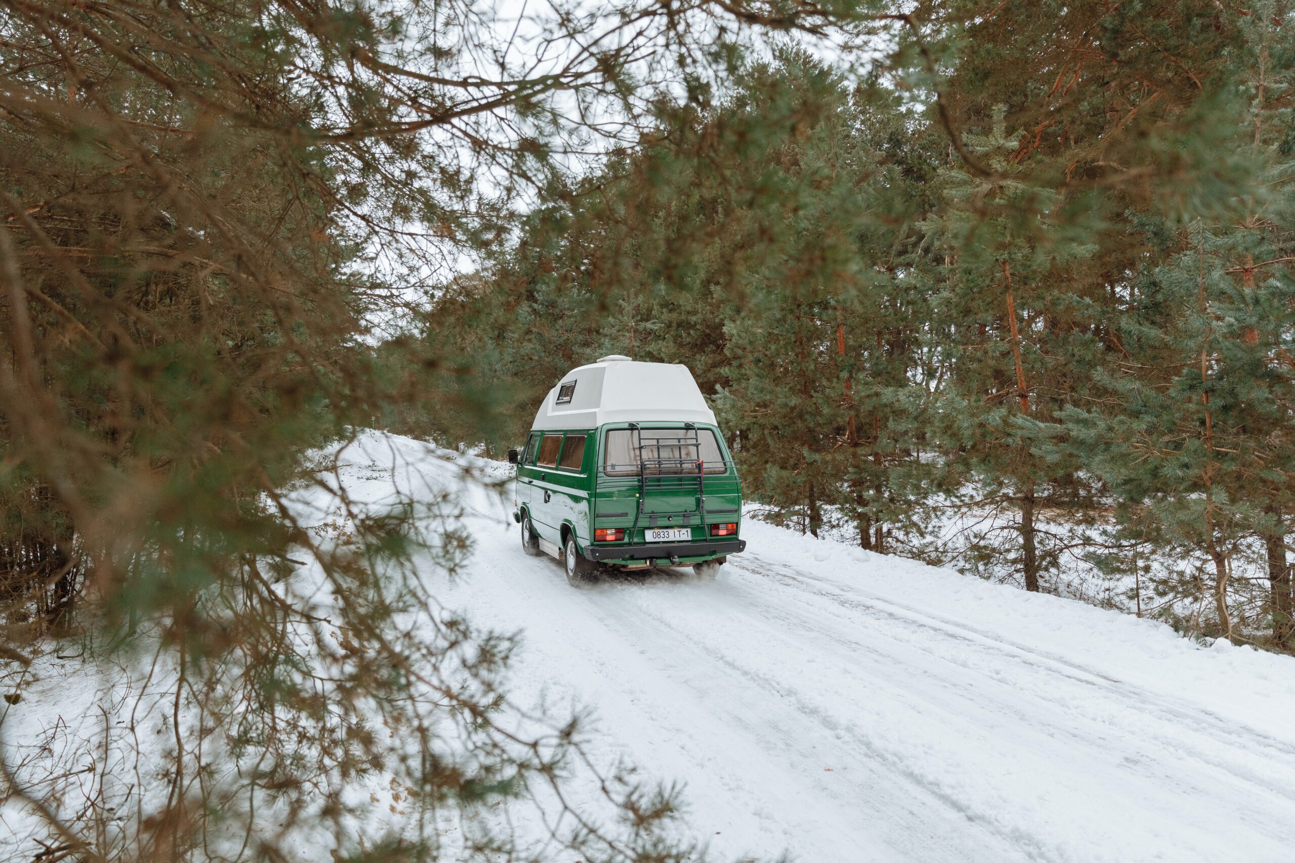 van moving in winter 