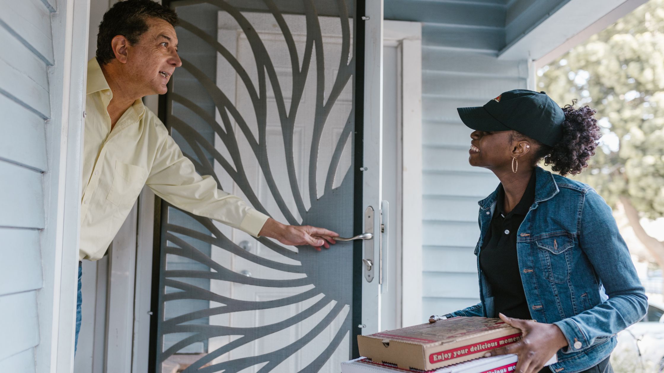 picture of a lady making a delivery