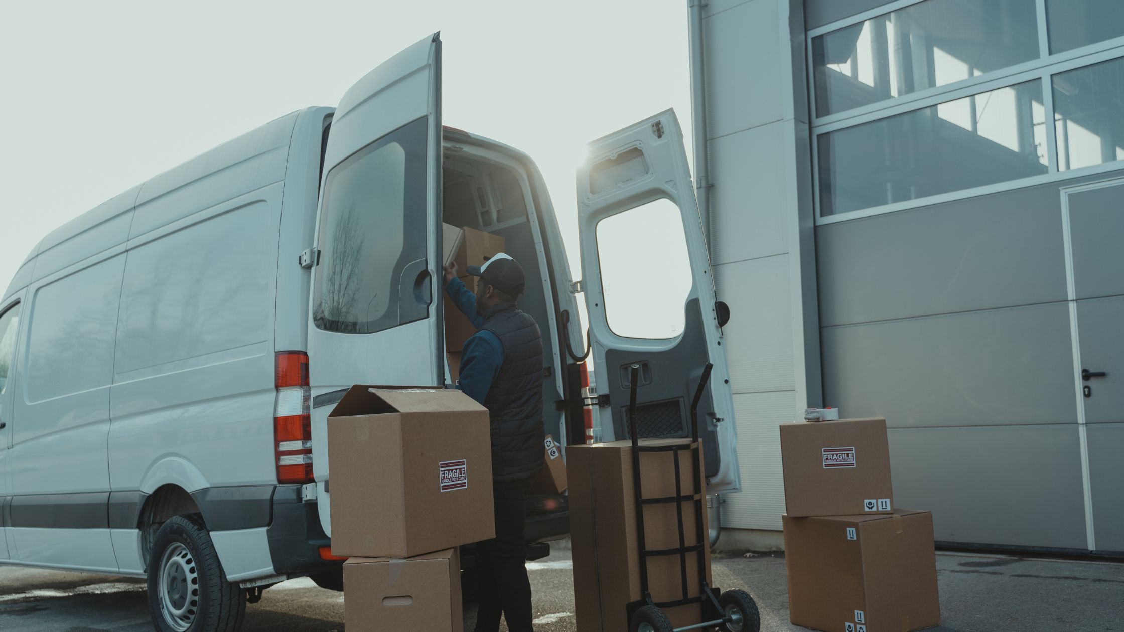 picture of a cargo van being loaded with boxes