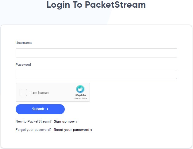 PacketStream login dashboard - packetStream review