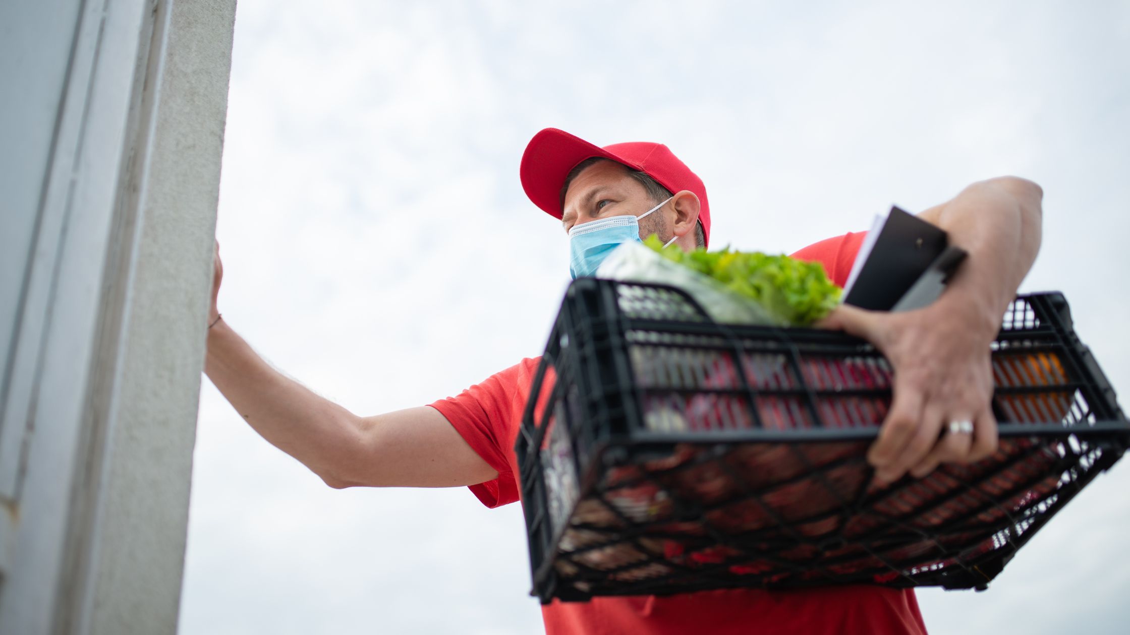 Grocery driver making deliveries