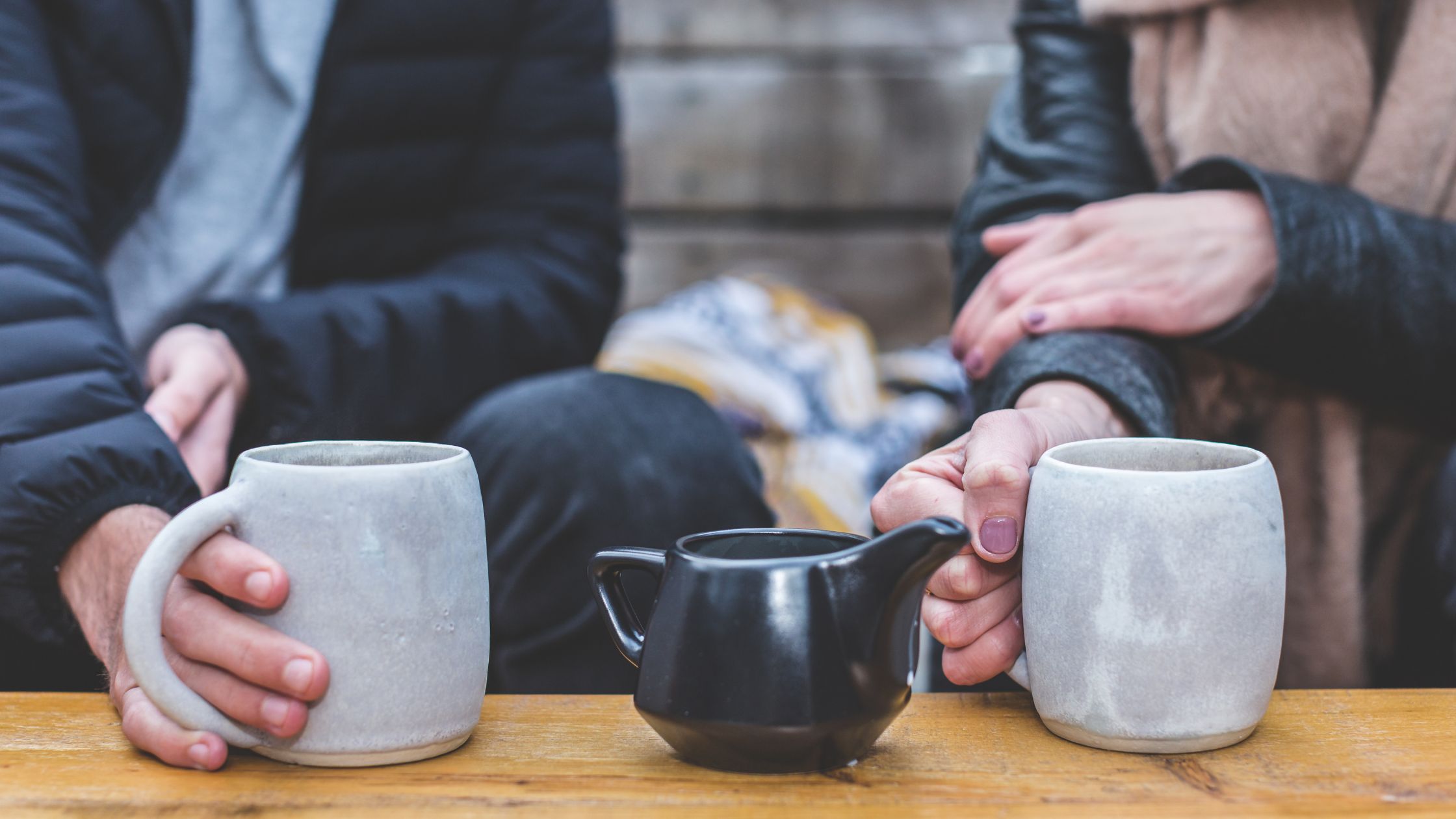 A couple having coffee on a date