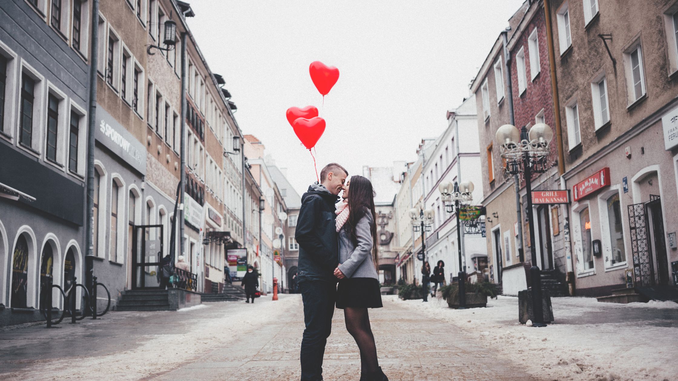 A couple standing outside