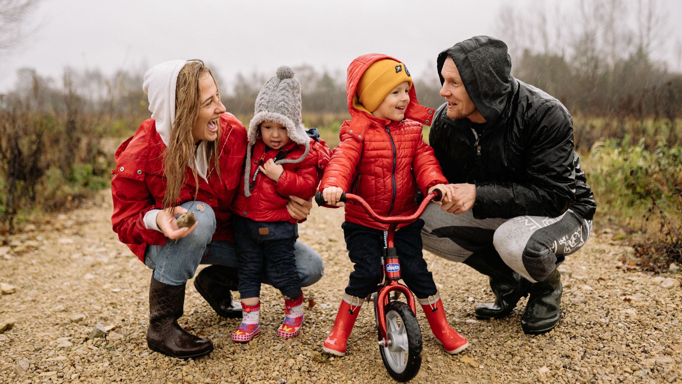 A couple having fun with their children